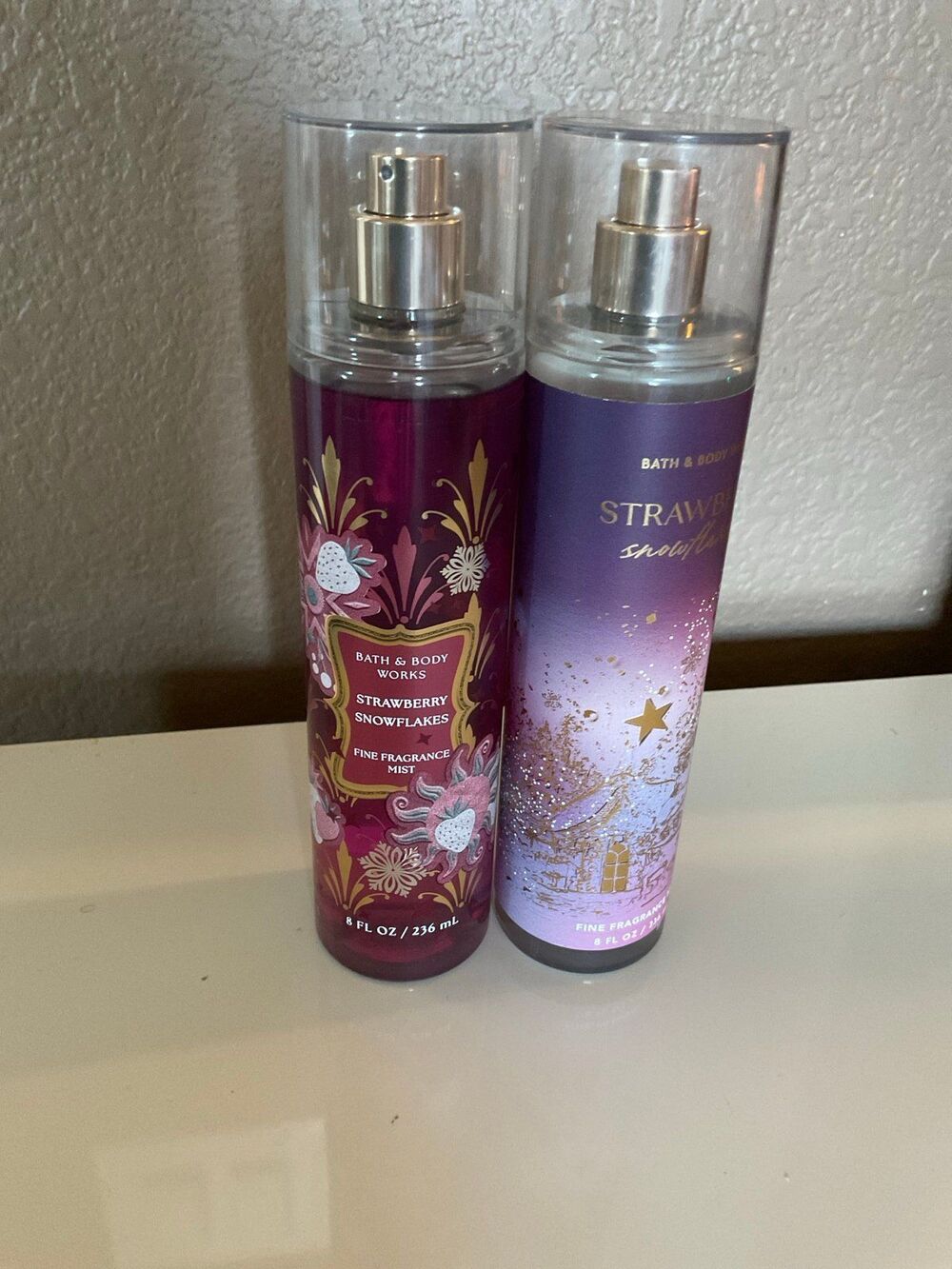 Bath & Body Works Strawberry Snowflakes Fine Fragrance Mist 8 Oz x2